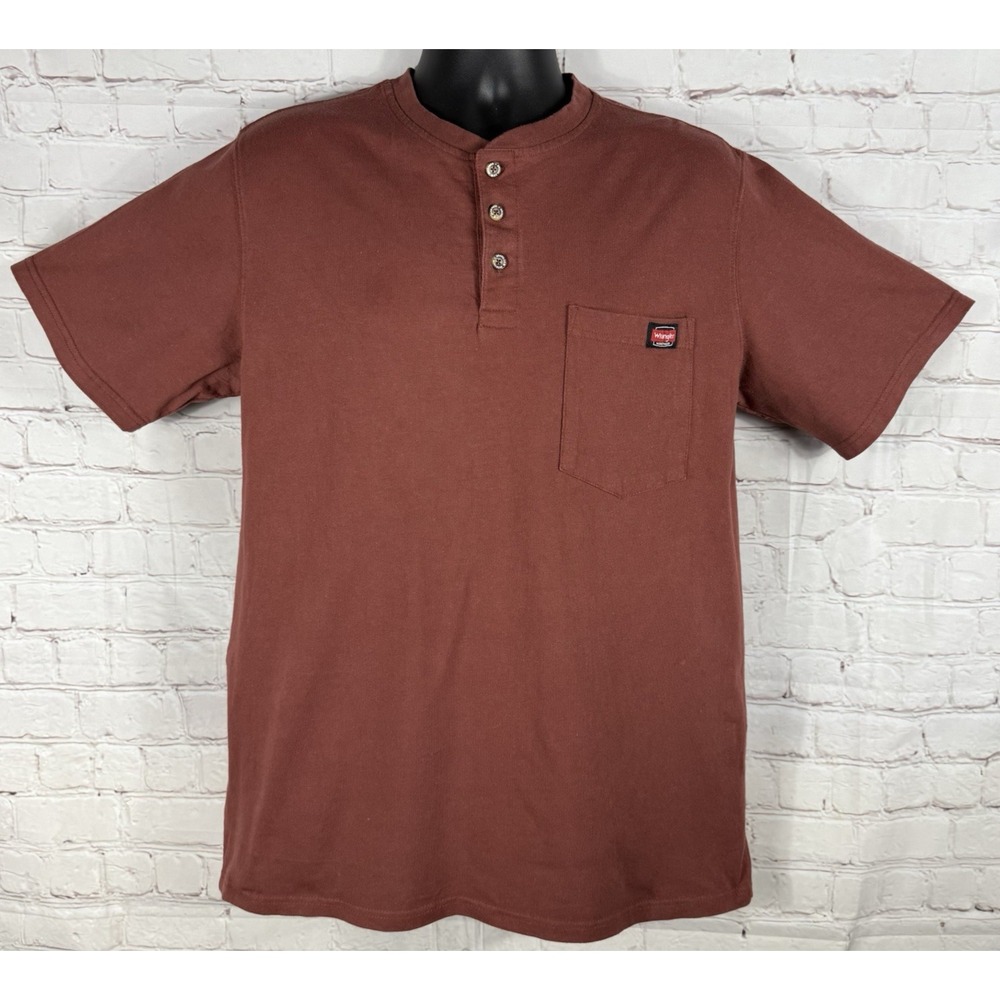 Wrangler Workwear Shirt Men's Size Large (42/44) Burgundy/Wine Short Sleeve
